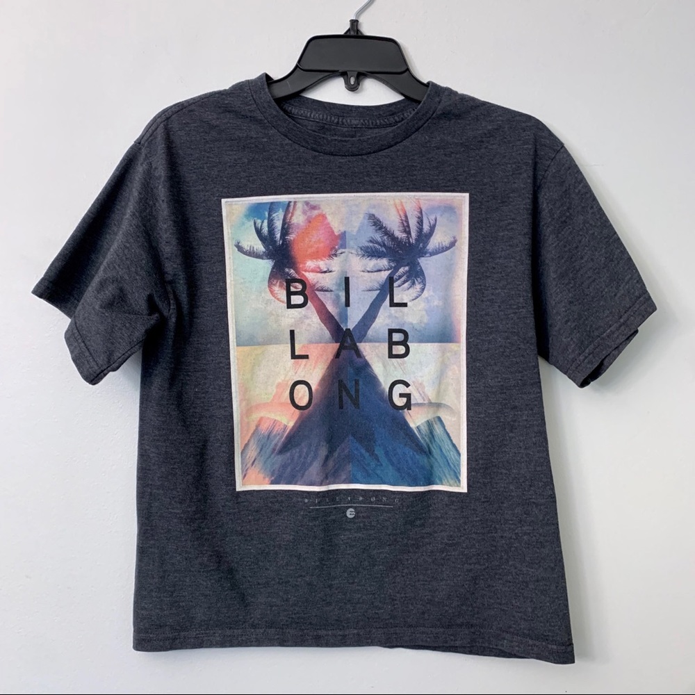 LAST CHANCE Billabong boys T-shirt palm trees gray large